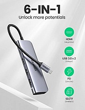 UGREEN 70411 ���� ����� 6 ������ �� ����� USB C
